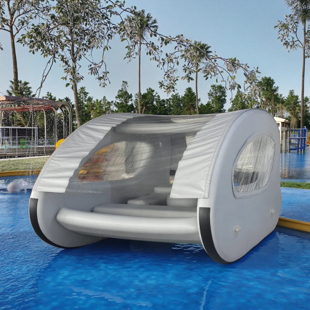 Catamarán Inflable Resistente con Motor Eléctrico, Bote Inflable para Entretenimiento Acuático Familiar