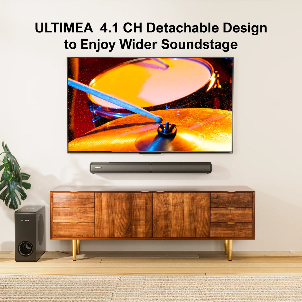 ULTIMEA Apollo S50 Barra de Sonido Desmontable 2 en 1 de 200W y 4.1 Canales con Subwoofer, Sistema de Cine en Casa para Smart TV
