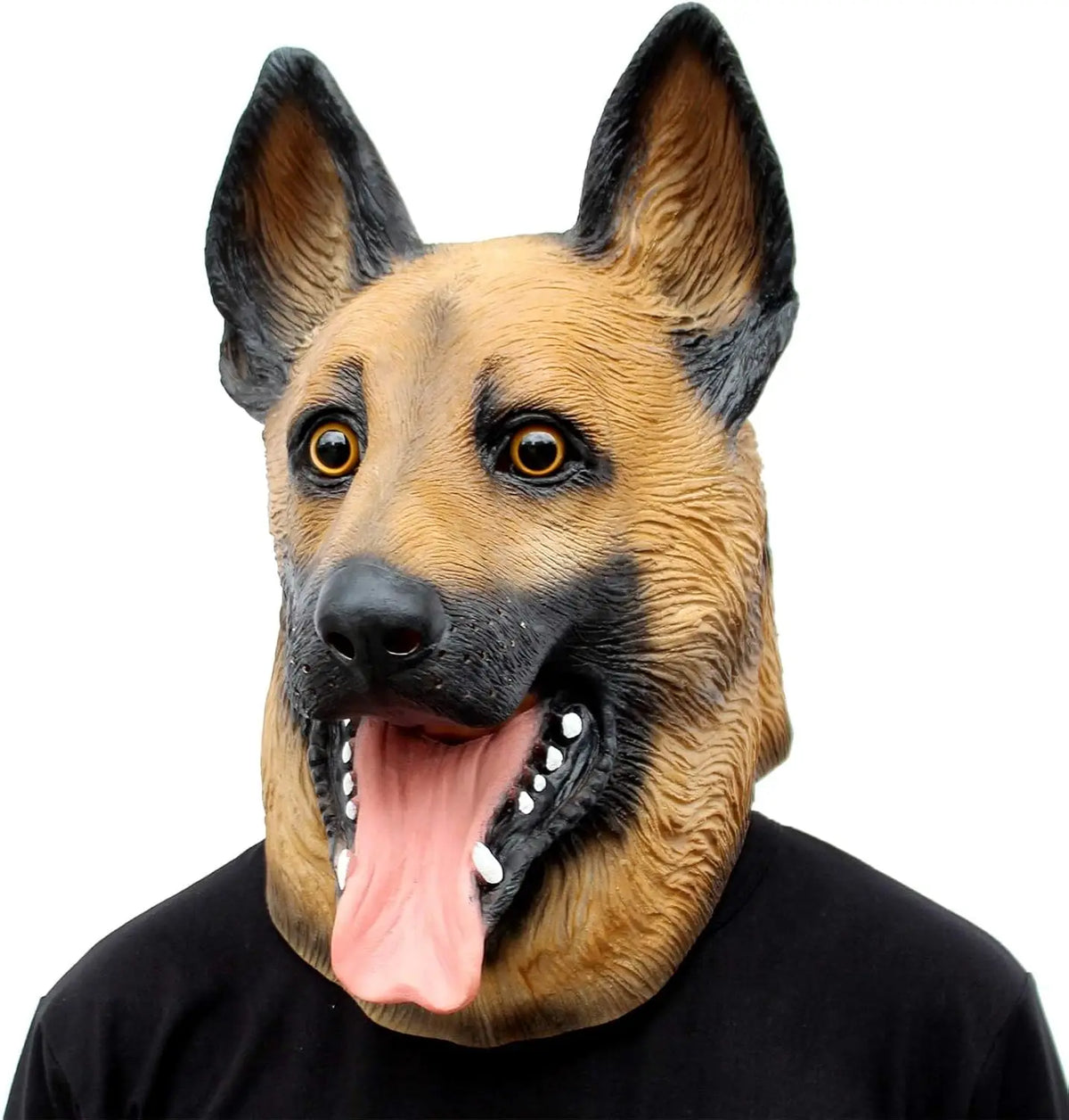 Máscara de cabeza de perro, máscara de disfraz de perro para fiesta de Halloween, disfraz de Cosplay para adultos, máscara de cabeza de Animal de látex (pastor alemán)