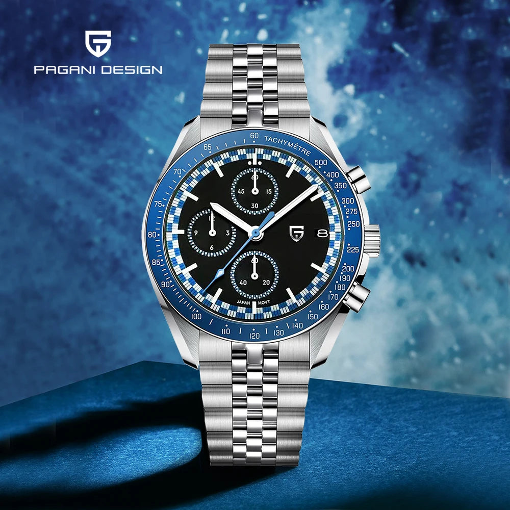 Relojes para hombre PAGANI DESIGN Moon 2026, cronógrafo de velocidad de lujo, reloj de cuarzo para hombre, cristal de zafiro AR, reloj impermeable, regalo