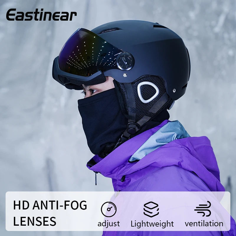 Eastinear 2024 nuevo casco de esquí profesional al aire libre gorra de espejo anticolisión cálida equipo de esquí integrado para hombres y mujeres