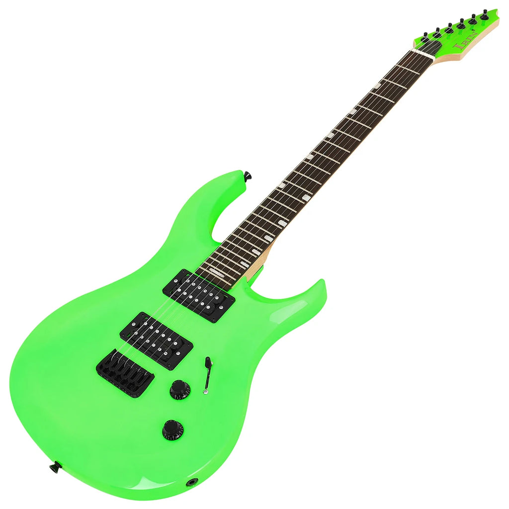 Guitarra eléctrica IRIN verde, 24 trastes, 6 cuerdas, pastilla doble, guitarra eléctrica para principiantes, tocar guitarra con parte