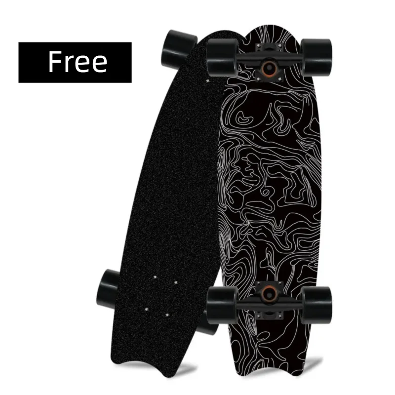 Patineta de madera de arce con cuatro ruedas y diseño de cola de pez, ideal para principiantes, para desplazarse y practicar patinaje urbano.