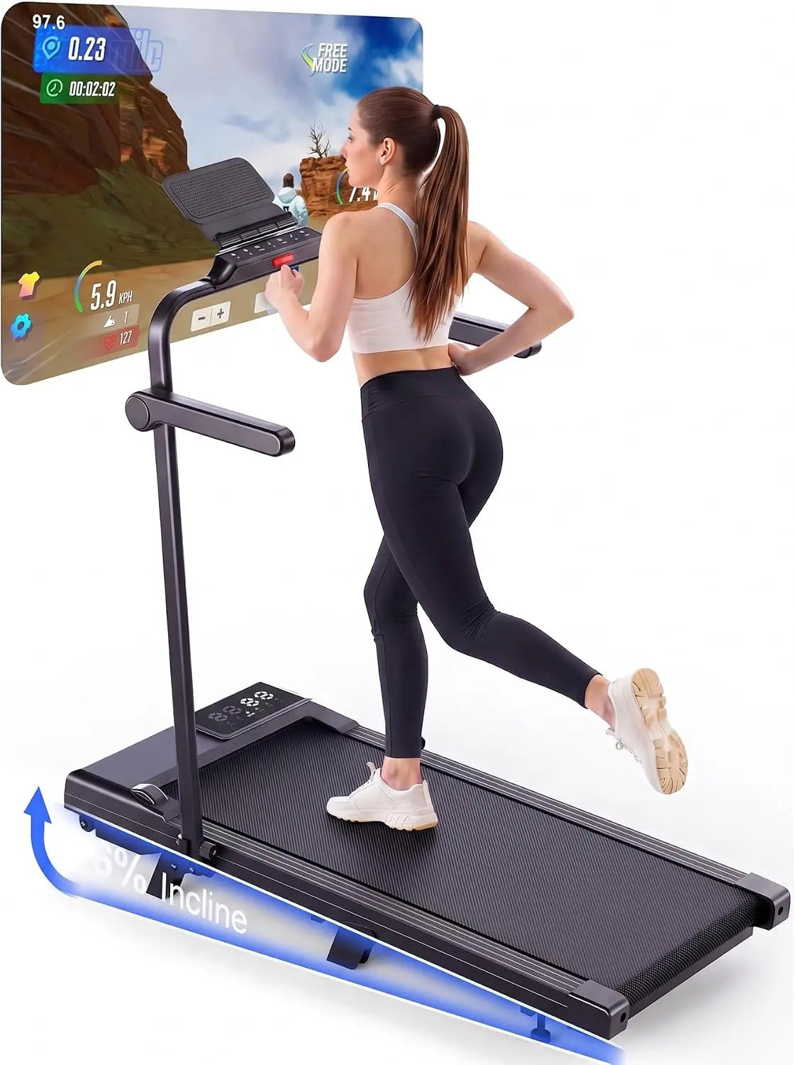Superun Cinta de Correr con Inclinación, 2,5-3 CV, 1-12km/h, Control por App, Pantalla LED, Carga 136 kg, Plegable, para Hogar/Oficina, Cursos de Entrenamiento y Carreras Multi-Curso