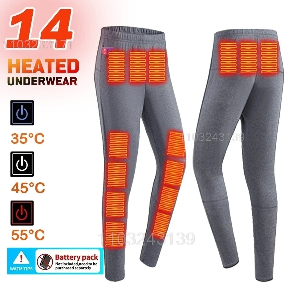Ropa interior térmica con calefacción eléctrica USB para hombre y mujer, ropa interior autocalentable de esquí, 52 áreas
