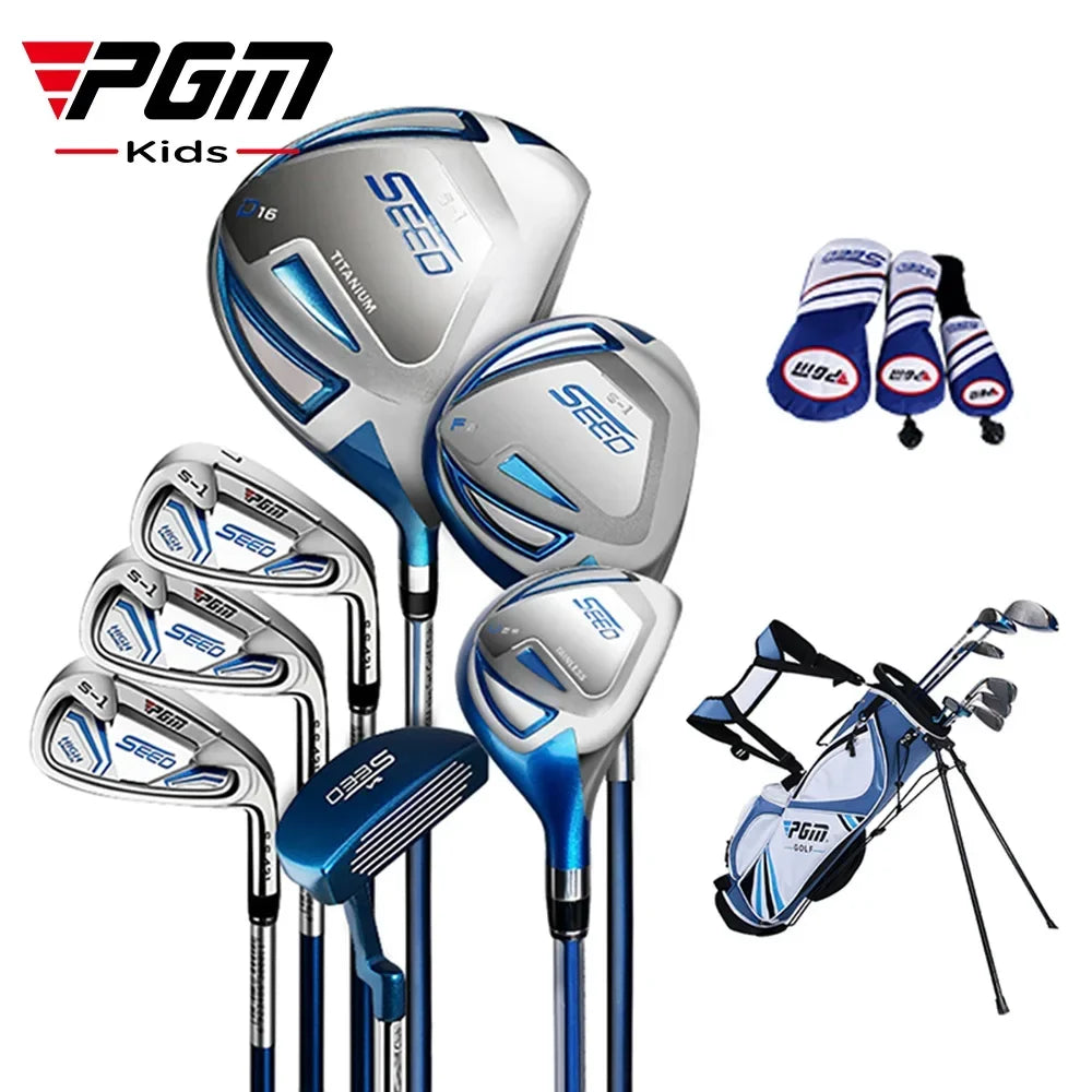 Juegos de palos de Golf PGM para niños de 120-165cm de altura, palos para niños, aprendizaje para niños, Putter de hierro y carbono, funda para cabeza, bolsa con soporte JRTG005new