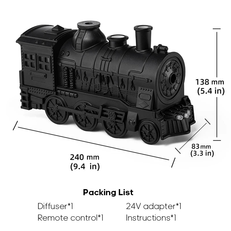 Humidificador de Aire Creativo con Diseño de Locomotora Vintage, Difusor de Aromaterapia con Anillo de Humo de Medusa / Set de Aceites Esenciales