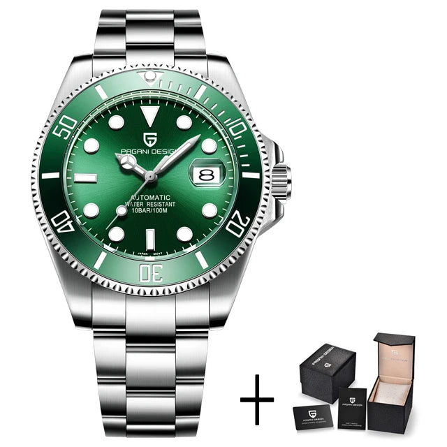 Reloj automático de lujo para hombre PAGANI DESIGN, reloj de pulsera mecánico de buceo con cristal de zafiro, reloj de negocios de acero inoxidable para hombre