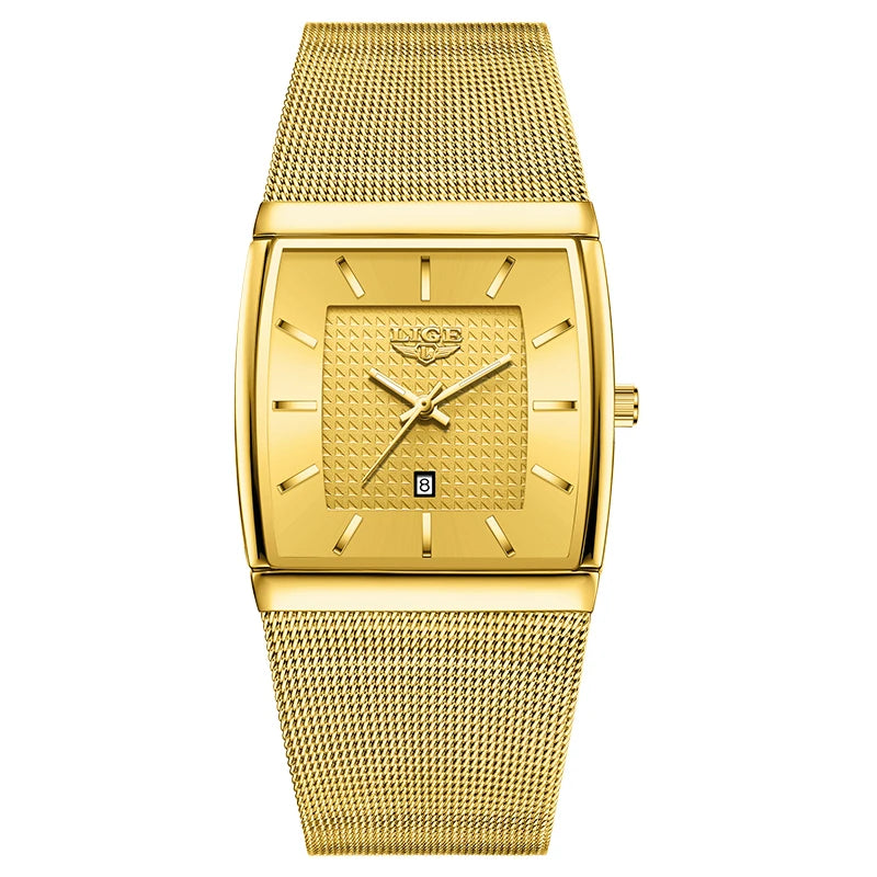 Relojes de lujo LIGE 2026 para hombre, moda, negocios, oro rosa, negro, ultrafinos, malla, resistentes al agua, luminosos, relojes de cuarzo para hombre