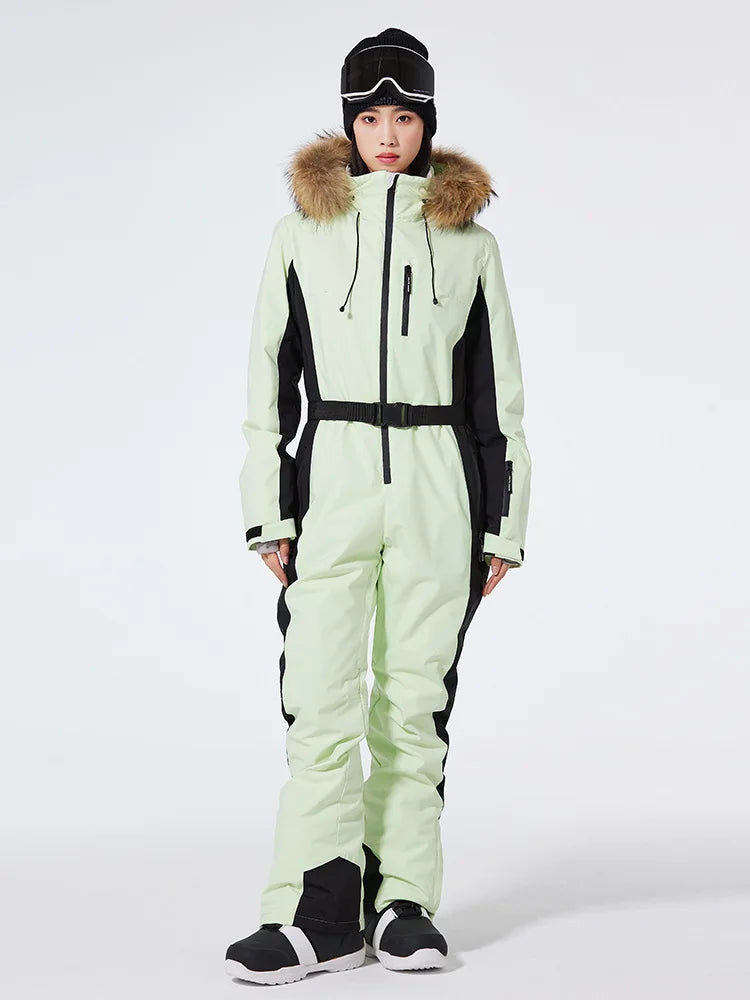 Traje de esquí de una pieza para mujer, monos gruesos de Snowboard para mujer, ropa transpirable impermeable a prueba de viento para invierno, traje de esquí