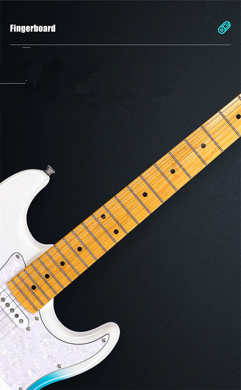 Guitarra Eléctrica Bullfighter Factory Azul Rosa Roja de 22 Trastes con Cuerpo de Álamo Sólido, Mástil de Arce, Cuerdas y Puente Cromado Vintage
