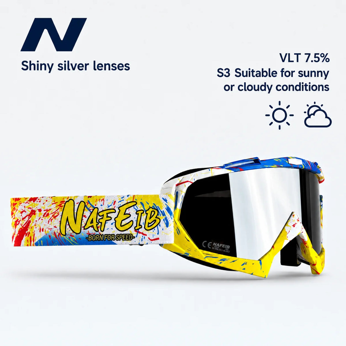 Gafas de Esquí, Aptas para Esquí y Snowboard, Gafas de Motociclismo para Todas las Estaciones, Equipadas con Lentes Anti-UV HD UV400