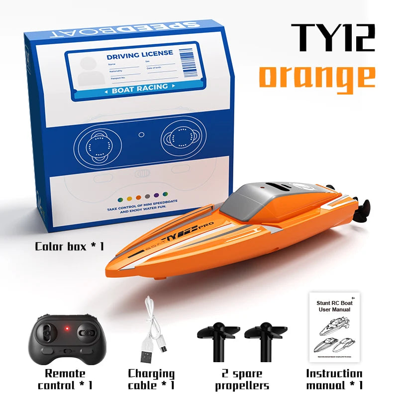 Lancha teledirigida de carreras por radiofrecuencia 2.4G, barco de acrobacias con rotación, modelo eléctrico de doble motor, juguete impermeable, regalo de cumpleaños para niños