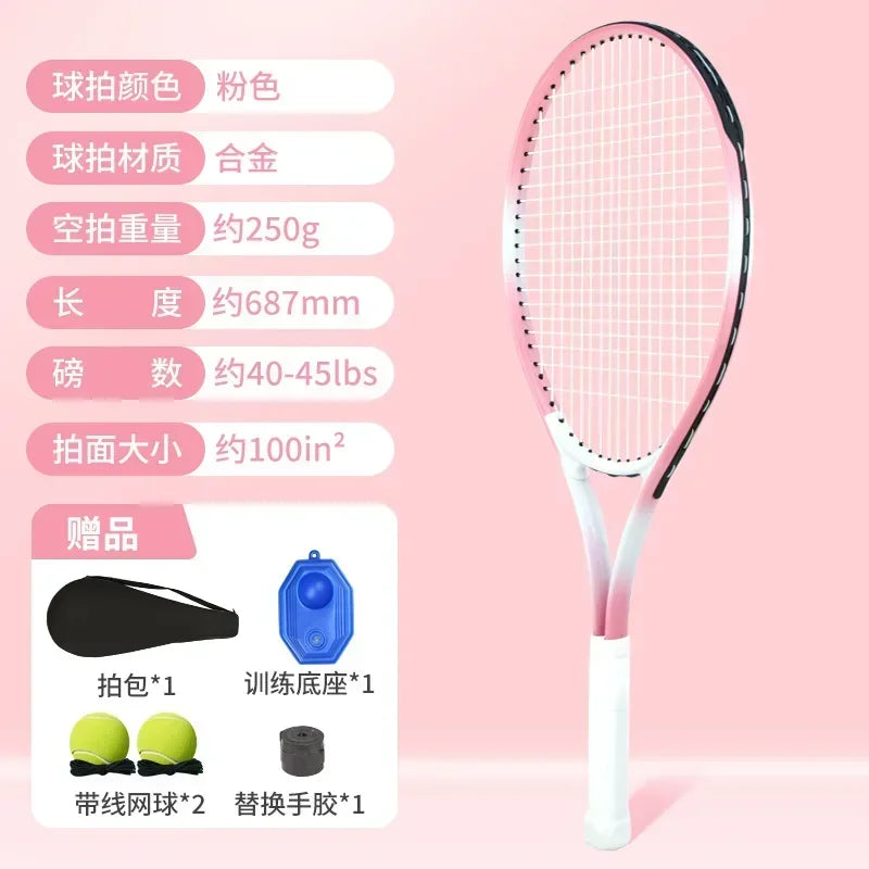 Entrenador individual de raqueta de tenis para principiantes con base de rebote de alambre