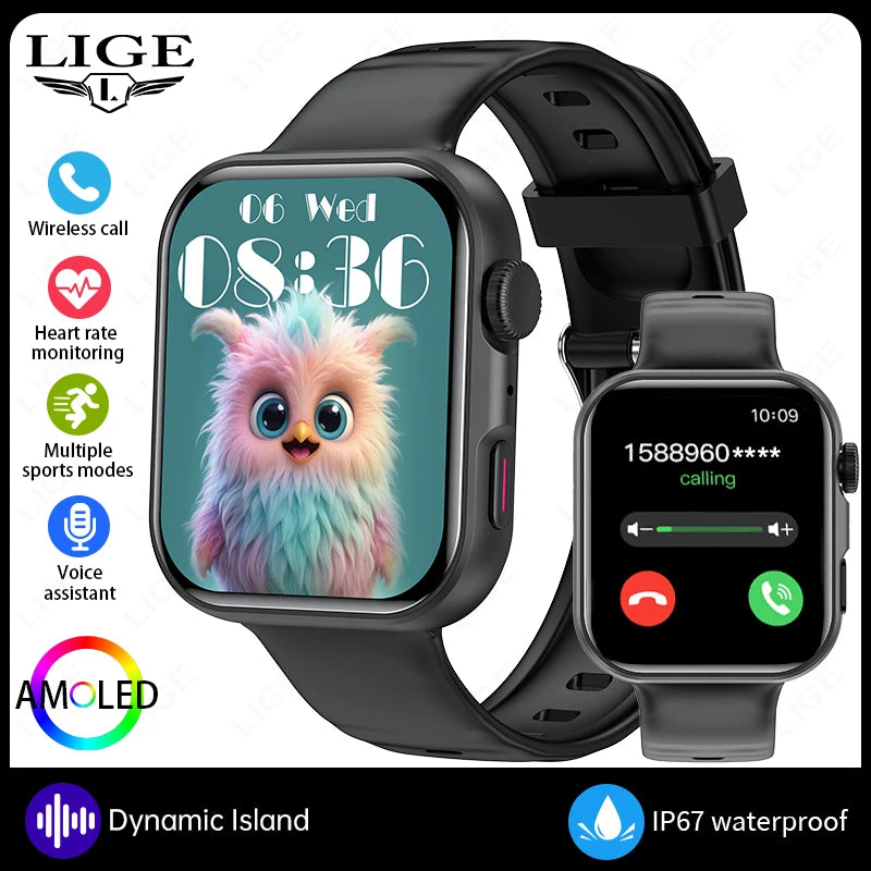 Nuevo reloj inteligente deportivo LIGE con pantalla AMOLED de 1.83" para hombre, monitorización diaria 24 horas integrada, reloj inteligente con llamadas Bluetooth para hombre