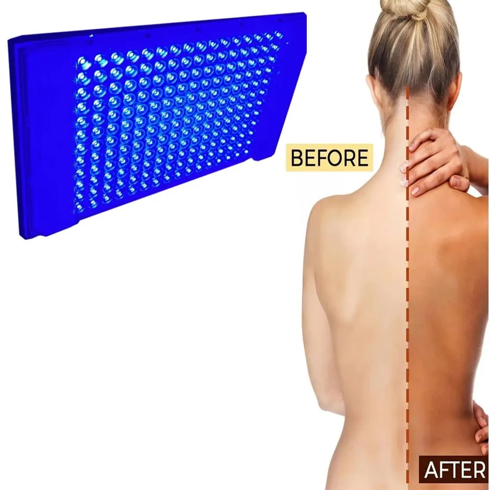 Lámpara bronceadora ultravioleta 192 LED 460nm Lámpara azul completa Luz bronceadora portátil para cara Cuerpo 85-265V Lámpara bronceadora para el cuidado de la piel ﻿
