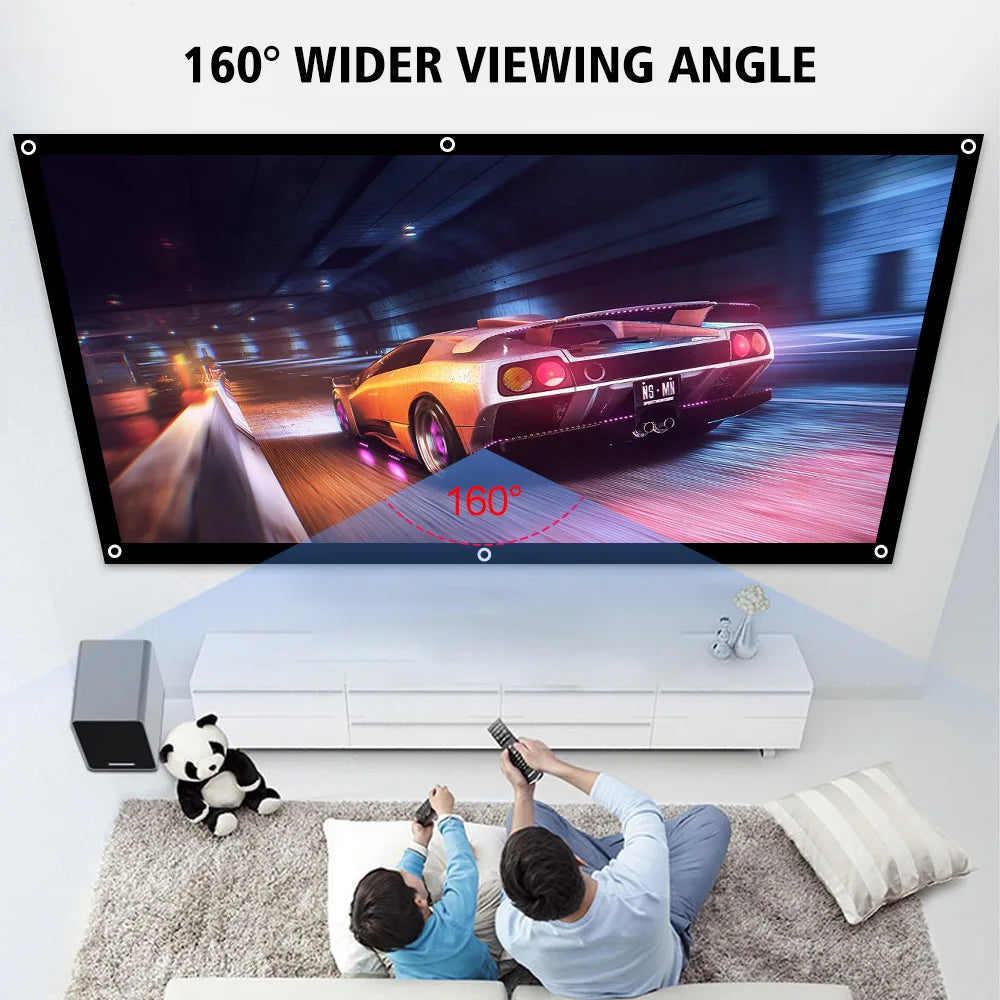 Pantalla de proyector de gran ángulo de visión 160°, lona tensada con marco negro