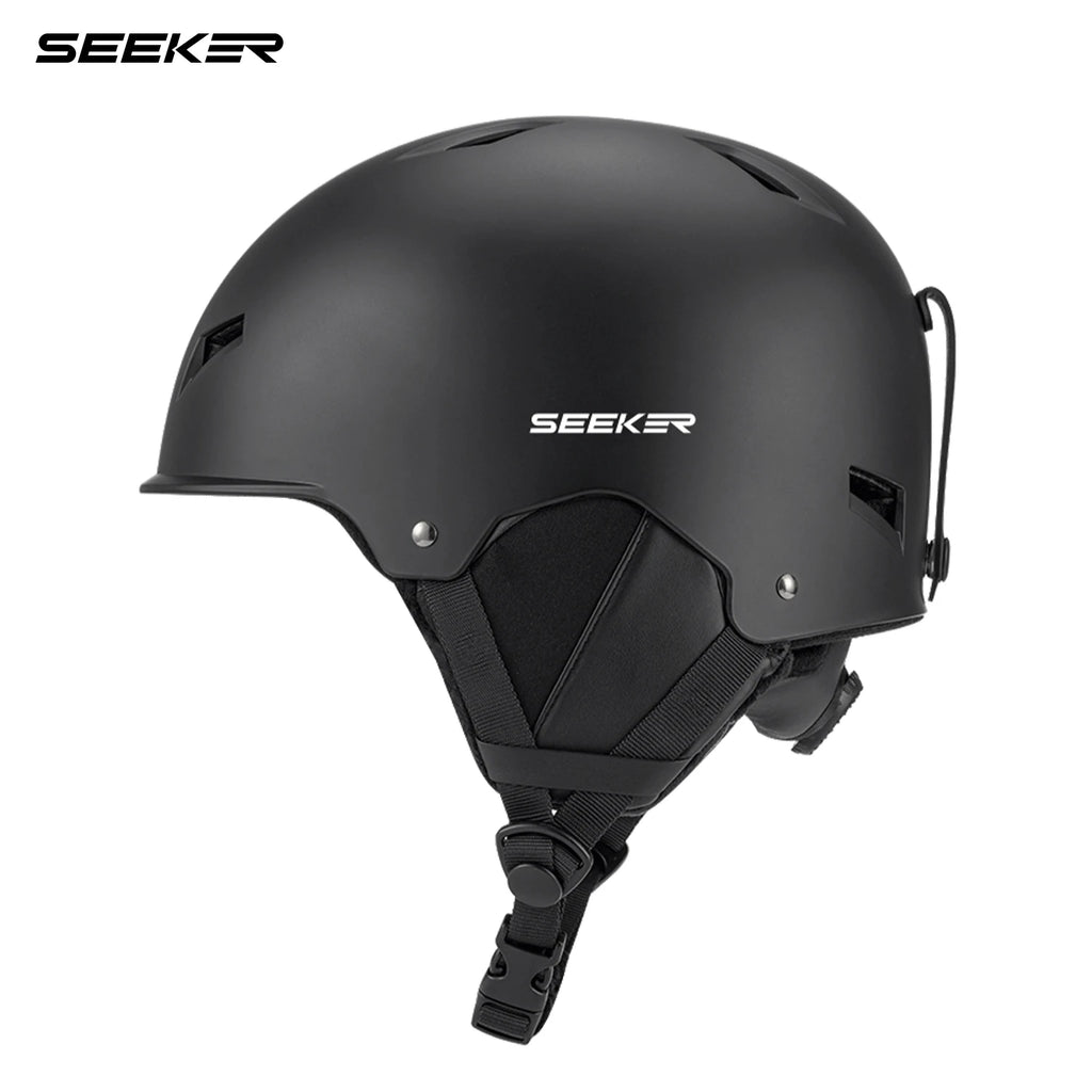 Casco de esquí SEEKEROutdoorSki, universal para tabla simple y doble, anticolisión, con protección de oídos de felpa extraíble, para adultos.
