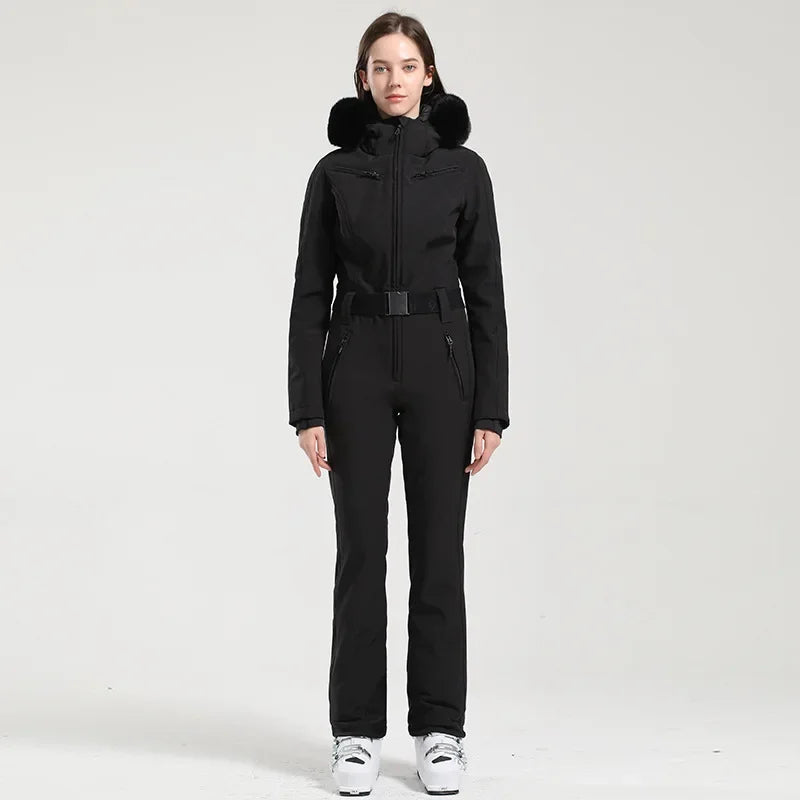 Traje de esquí de una pieza para mujer, chaqueta cálida para Snowboard al aire libre, conjunto de esquí, monos impermeables a prueba de viento, ropa de invierno, novedad de 2025