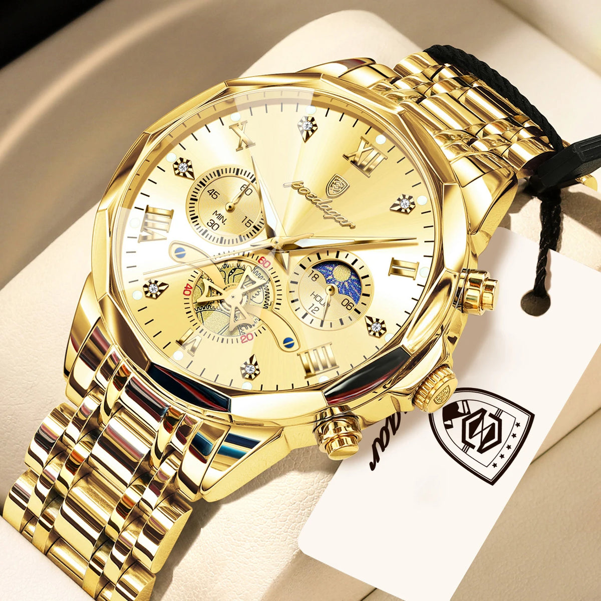 Reloj de lujo original para hombre POEDAGAR, resistente al agua, luminoso, cronógrafo, de acero inoxidable, de cuarzo, para negocios, Reloj Hombre