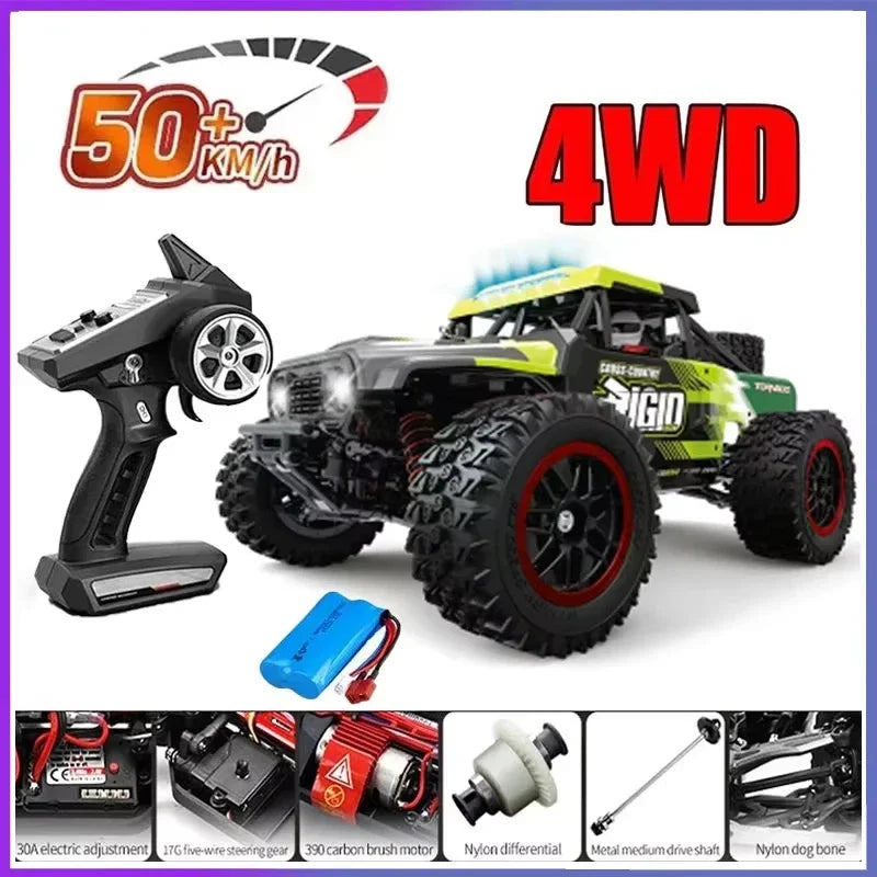 Coche teledirigido SCY16101 16102 de alta velocidad 70 km/h, coche teledirigido con tracción a las cuatro ruedas para niños, motor sin escobillas con LED