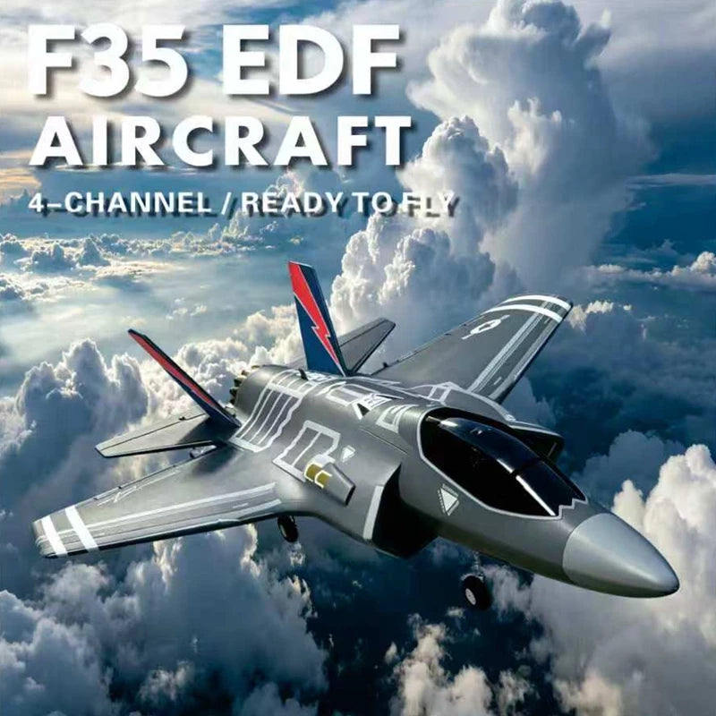 Avión RC F‑35 Lightning Ventilador de conducto 40MM EPP duradero Sistema giroscópico de 6 ejes Vuelo acrobático con un clic 2.4G Planeador 4CH RTF