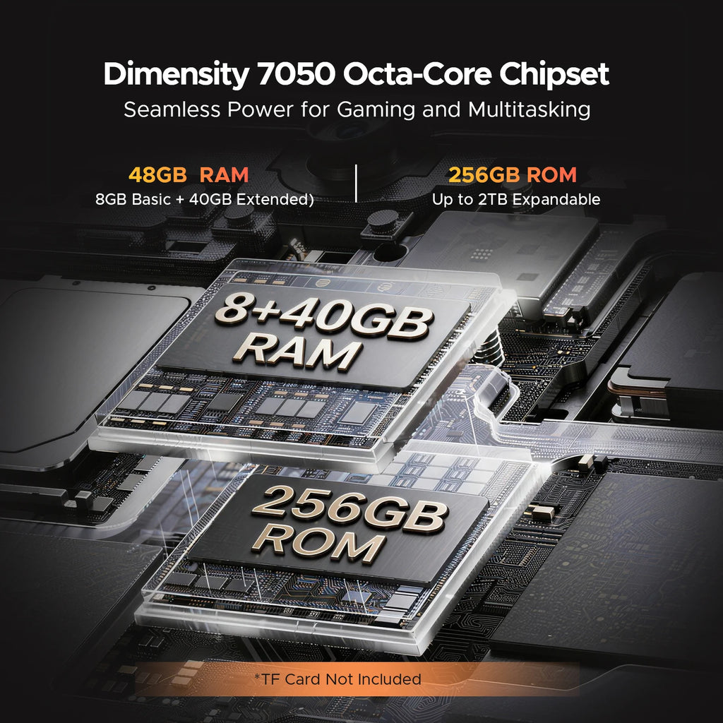 DOOGEE S200E AI Rugged Phone Android 16 1.32" AMOLED Rear Display 10100mAh Battery Dimensity 7050 48GB RAM(8+40) 256GB ROM NFC Google Pay Supports VIP Edition with Bone Conduction Running Headphones