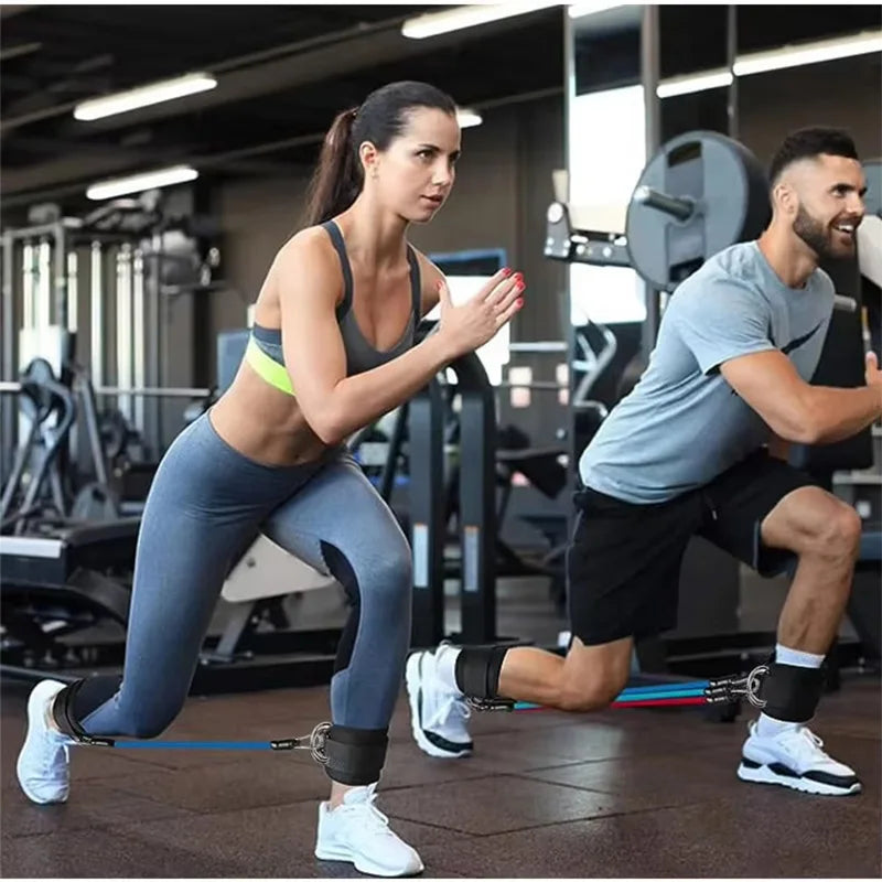 Juego de Bandas de Resistencia con Correas para Tobillos, Equipo de Ejercicio, Pesas para Tobillos, Banda Elástica de Yoga para Gimnasio, para Hombre y Mujer
