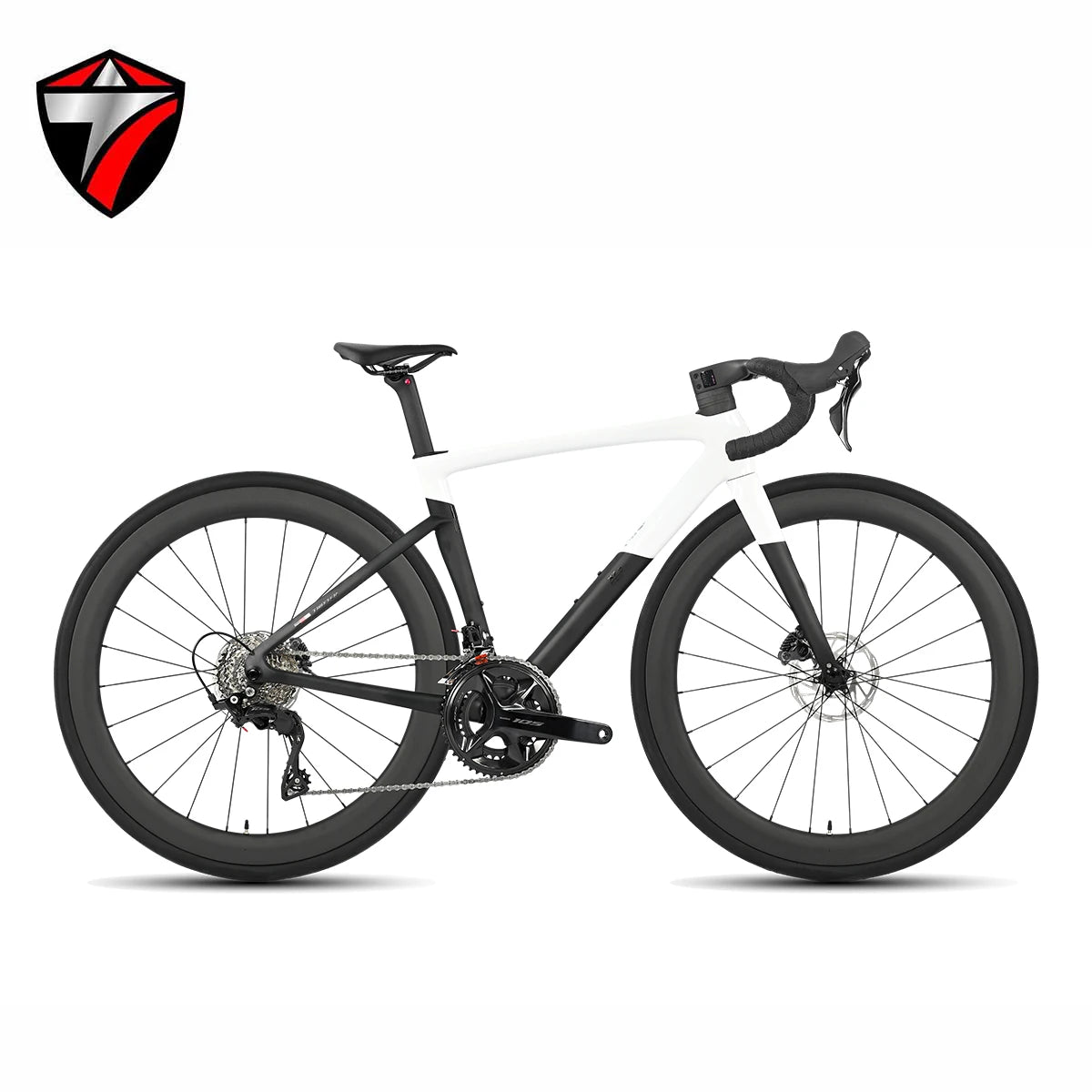 Bicicleta de carretera de carbono TWITTER X7, Shimano 105 Di2 de 2x12 velocidades, 7.7 kg, juego de ruedas de carbono ligero, bicicleta de carreras con frenos de disco