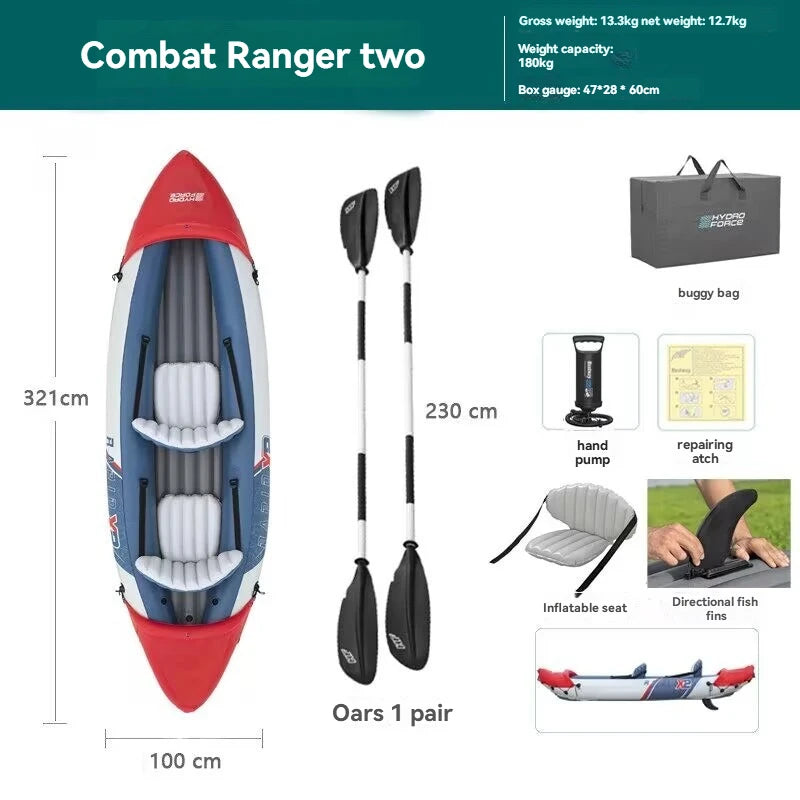 Kayak Individual y Doble, Bote Inflable de Goma, Bote de Pesca, Canoa