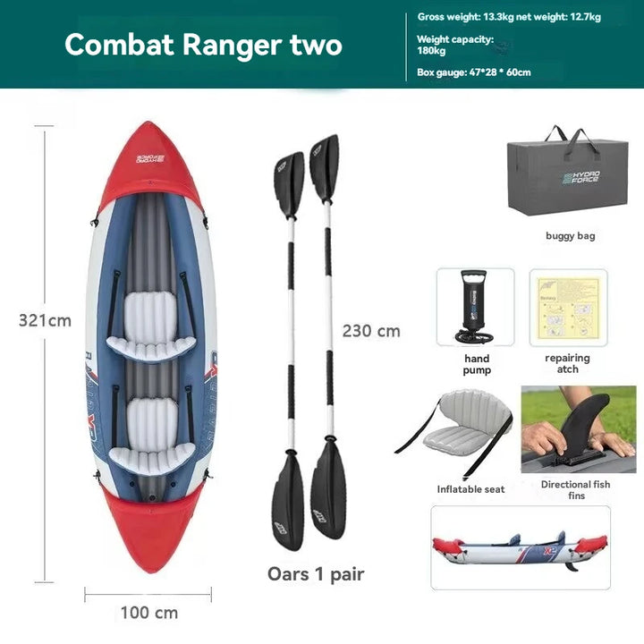 Kayak Individual y Doble, Bote Inflable de Goma, Bote de Pesca, Canoa