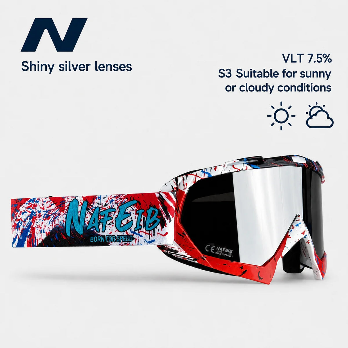 Gafas de Esquí, Aptas para Esquí y Snowboard, Gafas de Motociclismo para Todas las Estaciones, Equipadas con Lentes Anti-UV HD UV400