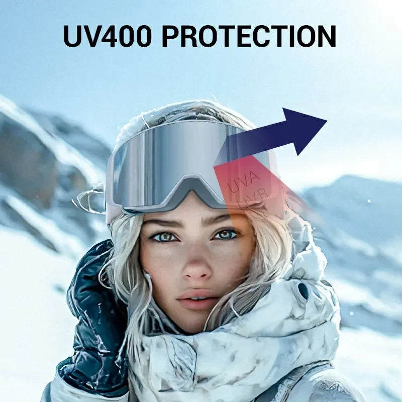 Kapvoe gafas fotocromáticas para nieve, gafas de esquí para mujer, snowboard, esquí en nieve, hombres, antiniebla UV400, gafas para motos de nieve, motocicleta