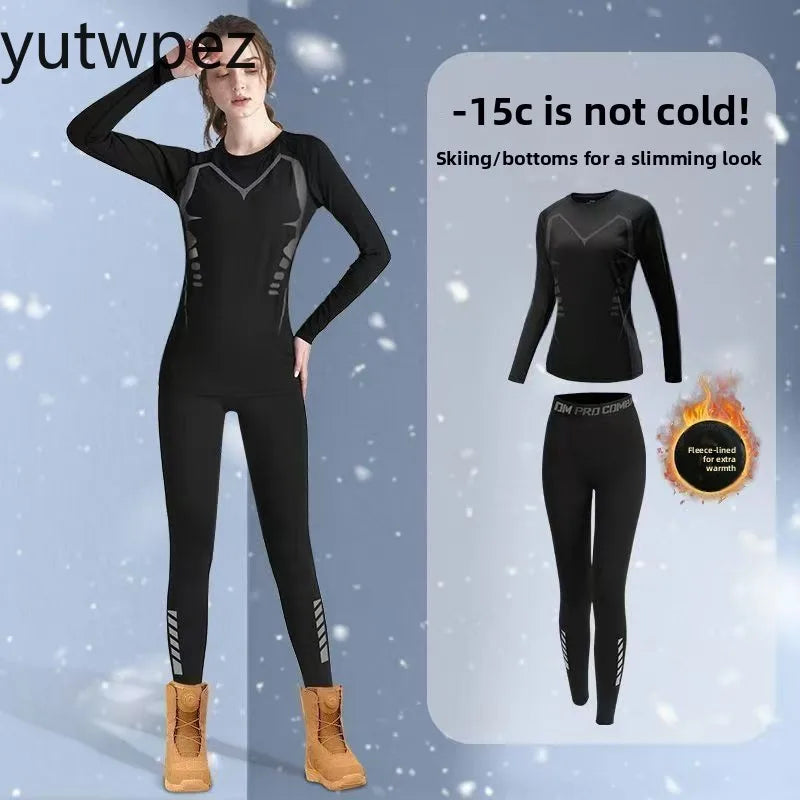 Conjunto de Ropa Interior Térmica para Esquí, 2 Piezas, Traje Ajustado para Snowboard, Protección contra el Frío Invernal, Elástico y Transpirable