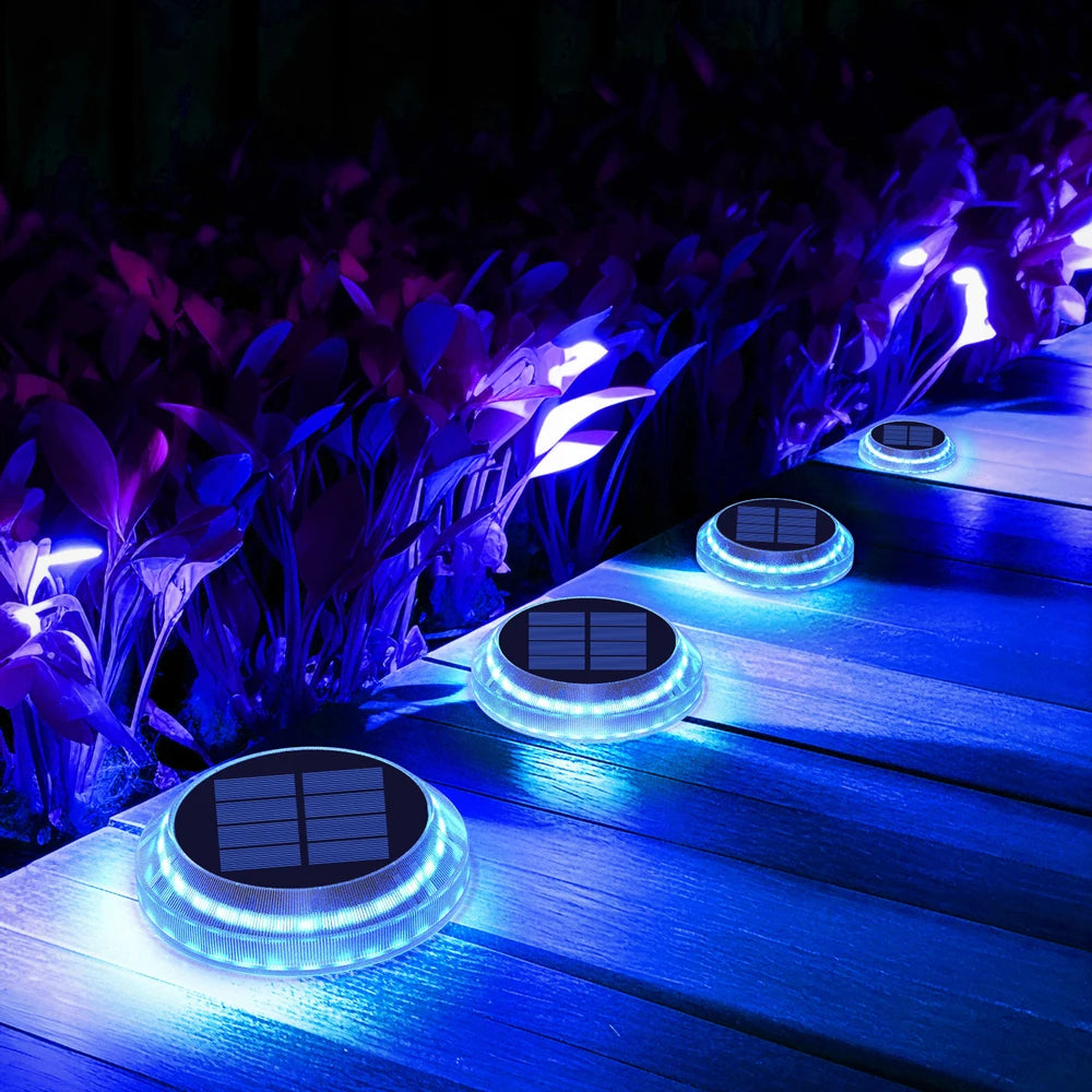 Luces LED solares para cubierta de exterior IP68, iluminación impermeable para jardín, iluminación de paso, encendido/apagado automático, escaleras, Patio, camino, valla, lámpara de pared