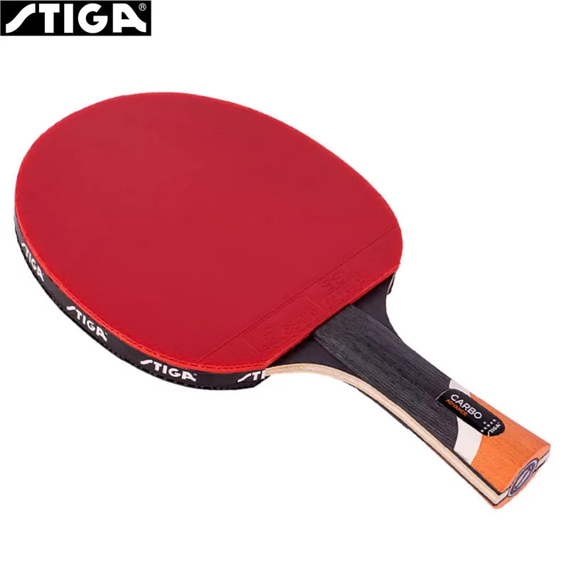 Raqueta de tenis de mesa STIGA CARBO de 6 estrellas, paleta de Ping Pong de carbono 5 + 2 para ataque rápido avanzado, gomas no pegajosas de ambos lados