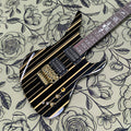 Guitarra eléctrica de 6 cuerdas con rayas negras y doradas, guitarra eléctrica con sistema de doble bloqueo y diapasón de palisandro, guitarra eléctrica para músico de rock