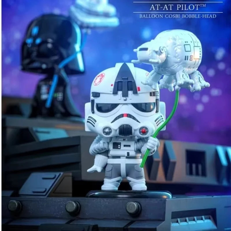 Figura coleccionable de piloto AT-AT con cabeza inflable tipo globo, traje blanco y negro