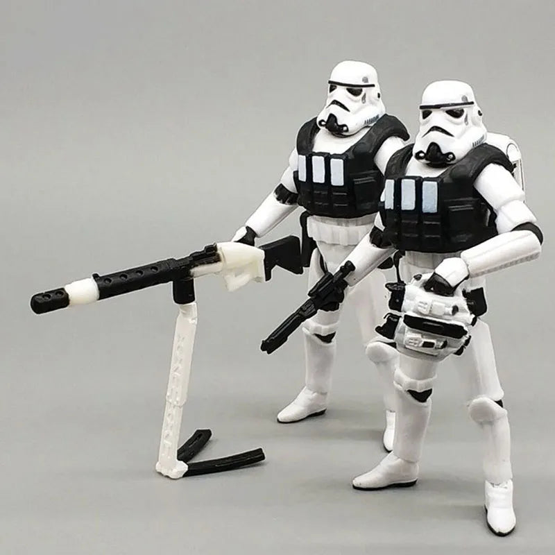 Figuras de soldado clon con armadura blanca y bláster negro, set de 2
