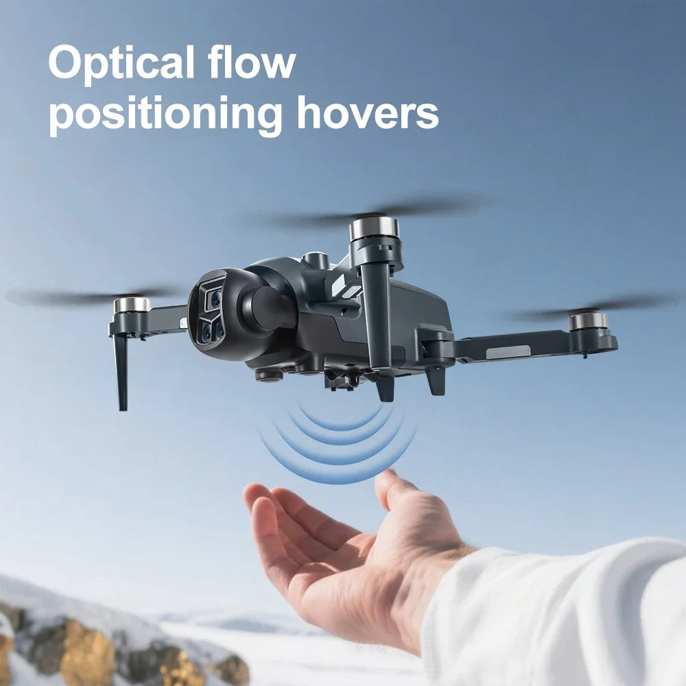 Dron cuadricóptero con posicionamiento por flujo óptico, vista lateral