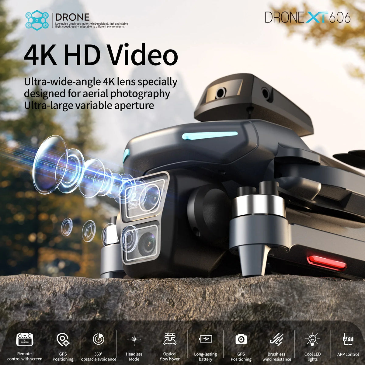 Original XT606 MAX GPS Dron 4k Profesional con Cámara HD 8K FPV y Pantalla Dron con Evitación de Obstáculos 360° Quadcopter Juguetes Dron