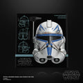 Casco electrónico de roleplay Clone Captain Rex en blanco y azul con banda negra