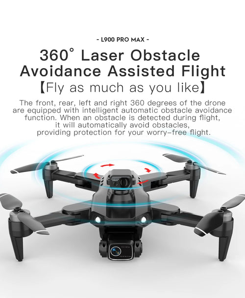 Drone plegable de 4 hélices con cámara frontal y sensores de evitación de obstáculos