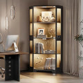 Lighted Corner Display Cabinet with Glass Doors for Collectibles